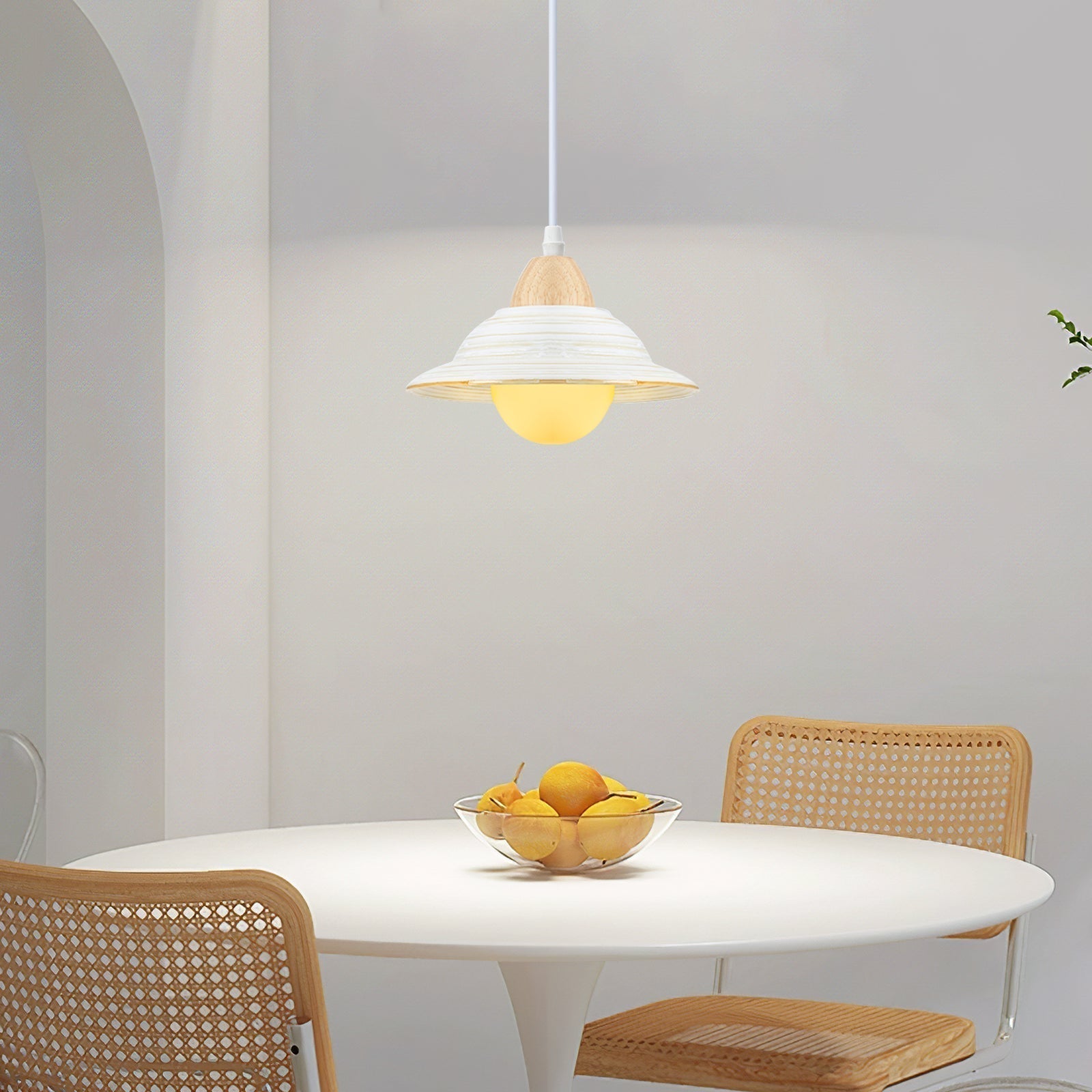 Elegant Milky Ceramic Pendant Light - Stylish White Hat Design for Modern Home Interiors and Ambient Lighting Solutions