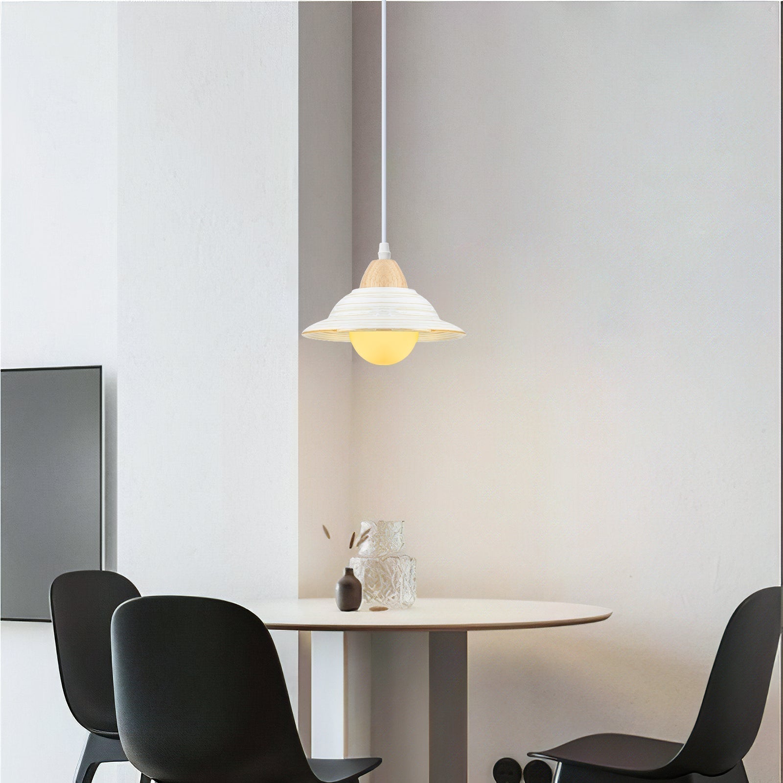 Elegant Milky Ceramic Pendant Light - Stylish White Hat Design for Modern Home Interiors and Ambient Lighting Solutions