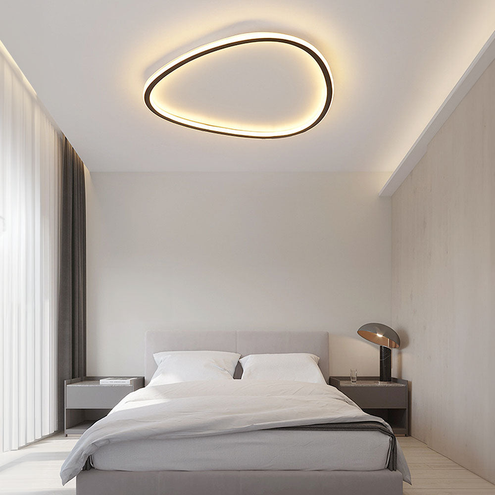 Nordic Oval Black LED Ceiling Light Fixture for Modern Bedrooms and Living Spaces - Stylish Illumination Solution