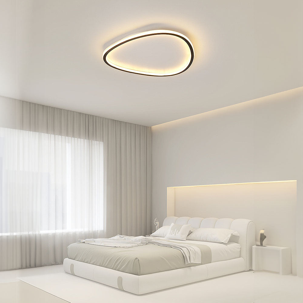 Nordic Oval Black LED Ceiling Light Fixture for Modern Bedrooms and Living Spaces - Stylish Illumination Solution