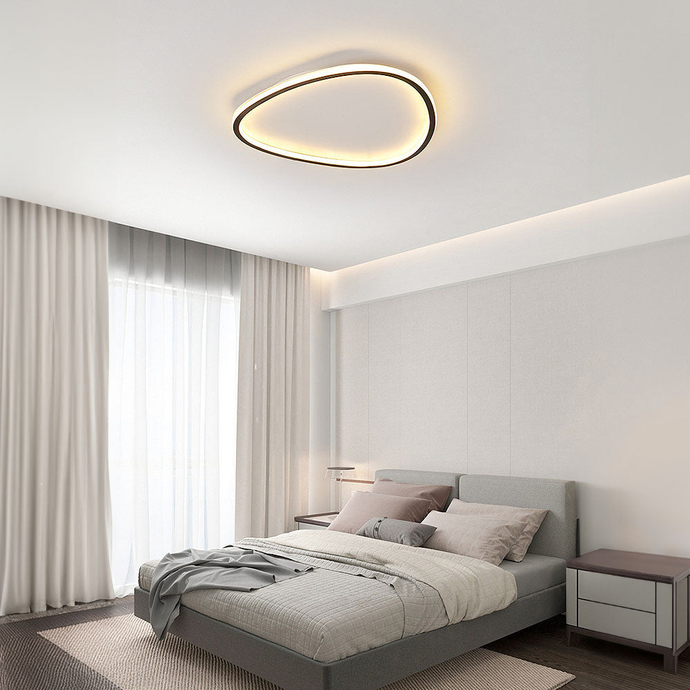 Nordic Oval Black LED Ceiling Light Fixture for Modern Bedrooms and Living Spaces - Stylish Illumination Solution