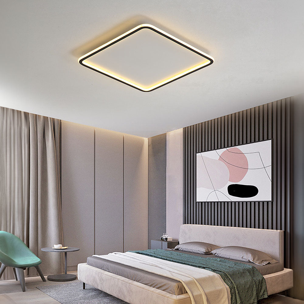 Modern Geometry Square LED Ceiling Light for Bedroom - Sleek Design and Soft Illumination for a Stylish Atmosphere