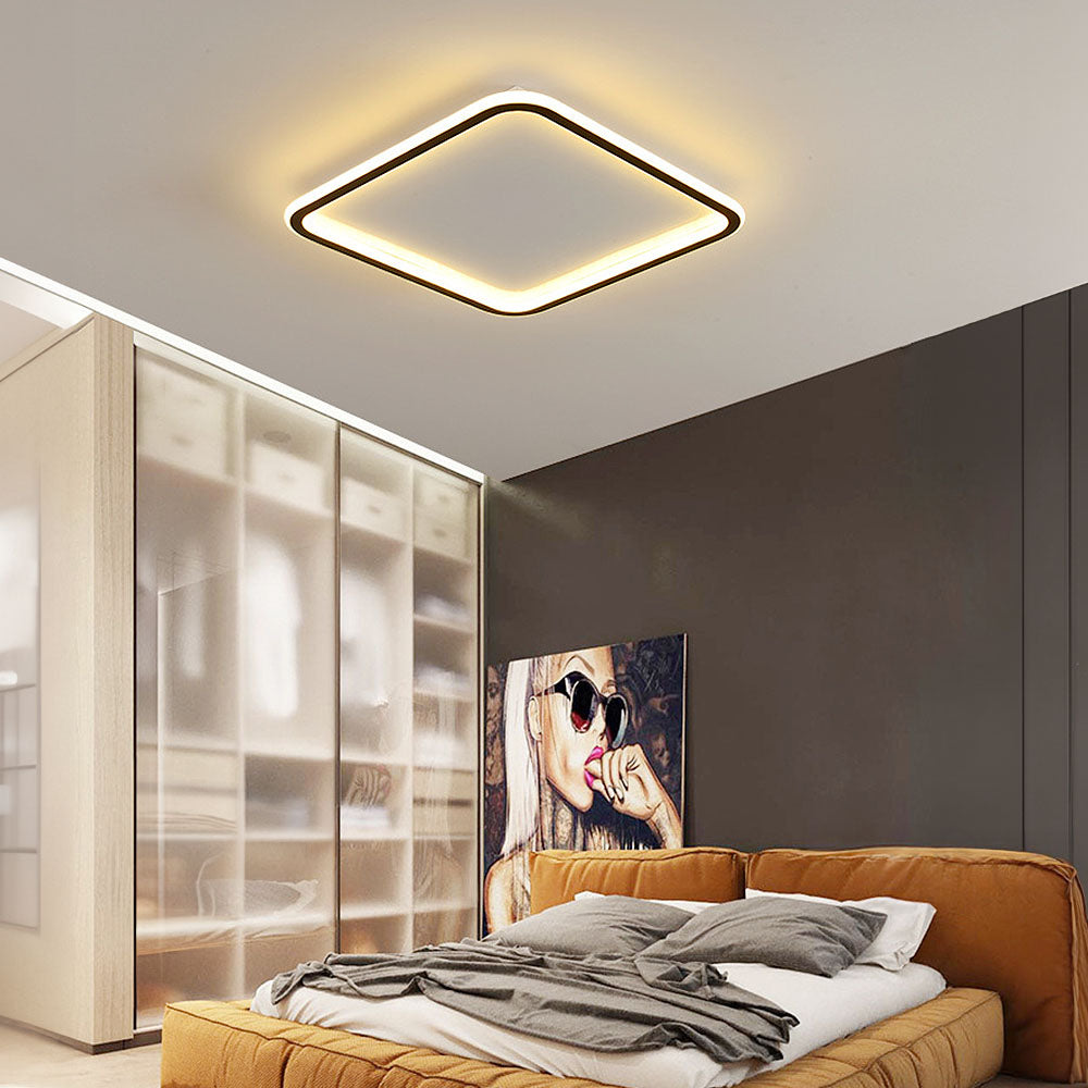 Modern Geometry Square LED Ceiling Light for Bedroom - Sleek Design and Soft Illumination for a Stylish Atmosphere