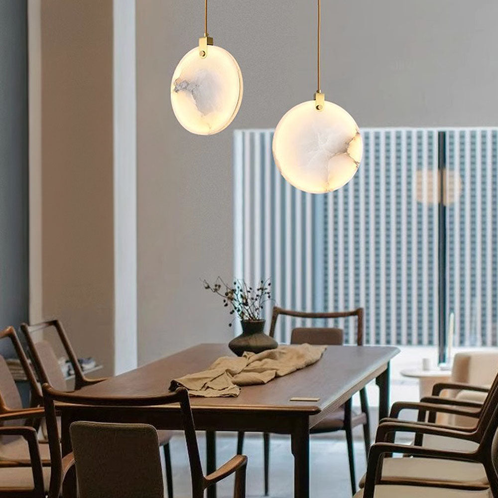 Sleek White Marble LED Pendant Lights for Minimalist Elegance in Contemporary Home Decor