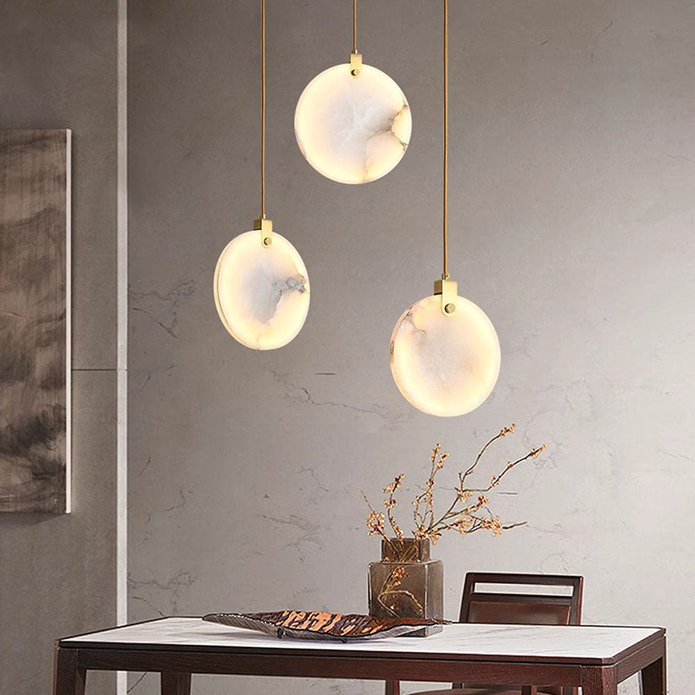 Sleek White Marble LED Pendant Lights for Minimalist Elegance in Contemporary Home Decor