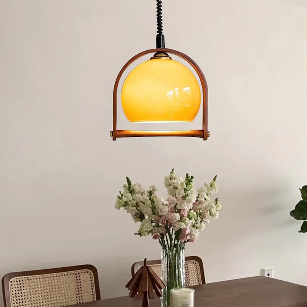 Mid-Century Modern Brown Glass Pendant Light Fixture - Stylish Hanging Lighting for Retro Home Decor