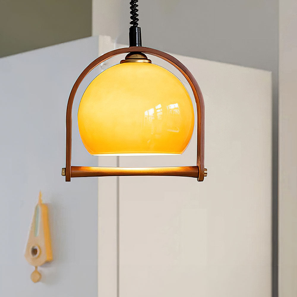 Mid-Century Modern Brown Glass Pendant Light Fixture - Stylish Hanging Lighting for Retro Home Decor