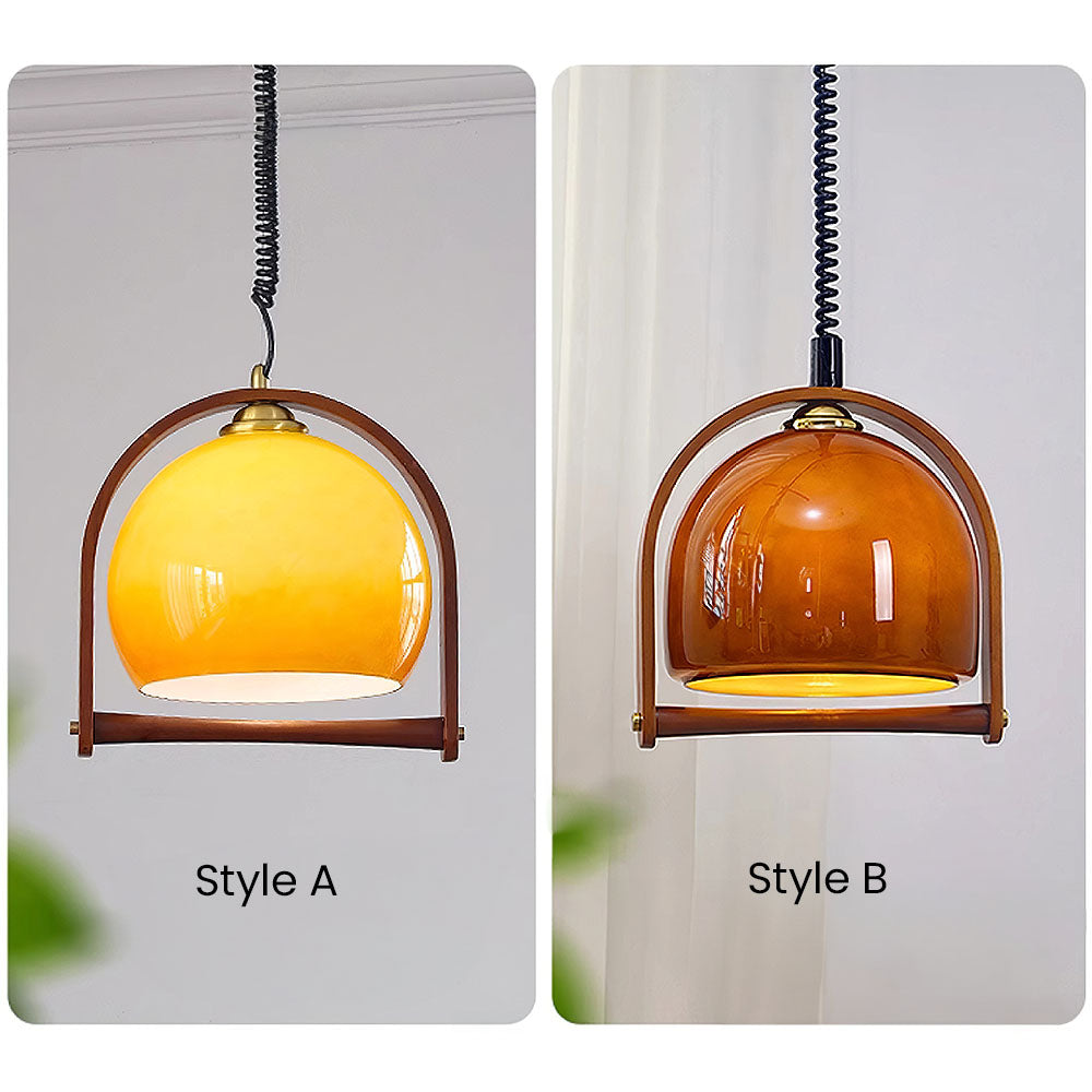 Mid-Century Modern Brown Glass Pendant Light Fixture - Stylish Hanging Lighting for Retro Home Decor