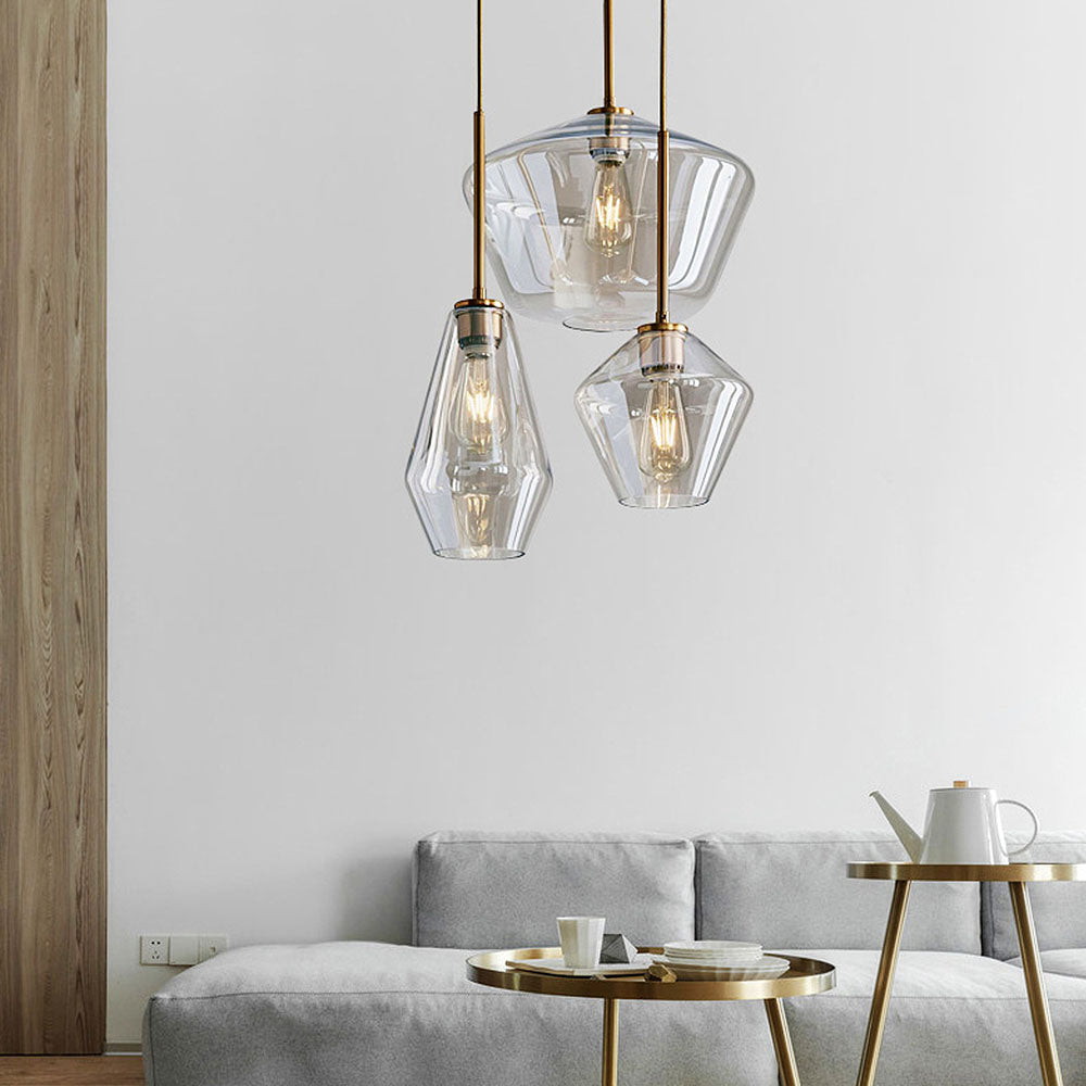 Industrial Glass Pendant Light for Living Room – Stylish Ceiling Fixture with Vintage Charm and Modern Elegance