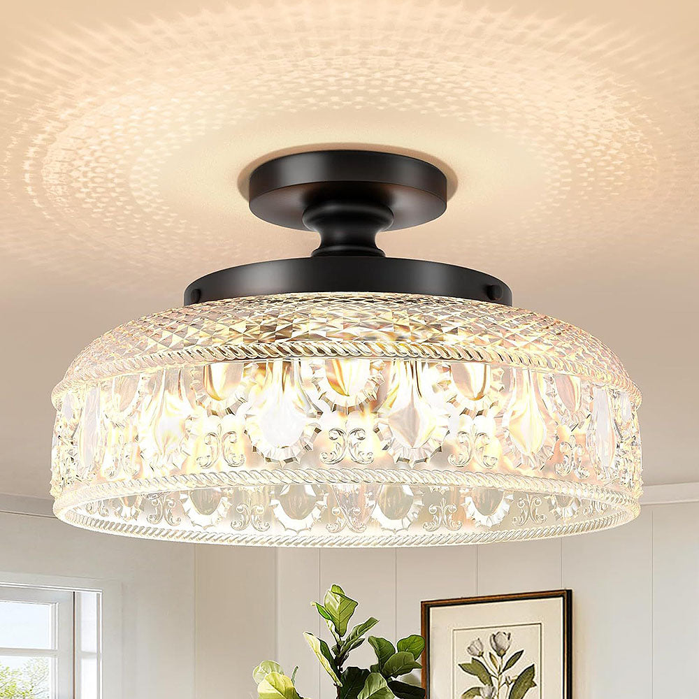 Nordic Crystal Semi-Flush Mount Ceiling Light for Entryway - Elegant Illumination Fixture with Modern Design