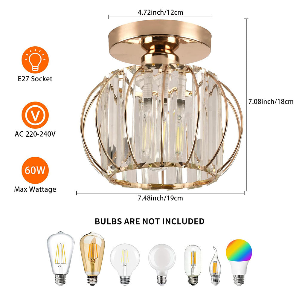 Lámpara de techo de cristal con montaje empotrado dorado