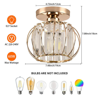 Lámpara de techo de cristal con montaje empotrado dorado