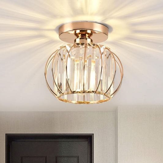 Crystal Ceiling Light with Gold Flush Mount