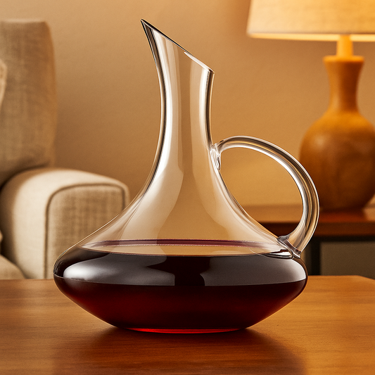 Decanter Manico in Cristallo Design Elegante Caraffa di Vetro Vino Rosso