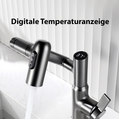 Bathroom Tap Black Modern Mixer with LED Display