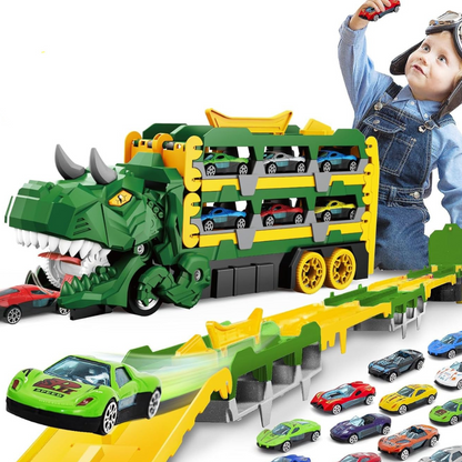 Zabawka samochód ciężarówka do przewozu dinozaurów