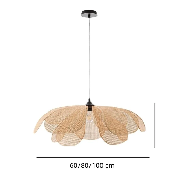 Rustic Rattan Petal Pendant Light Shade - Elegant Hanging Lamp for a Warm, Natural Atmosphere in Your Home