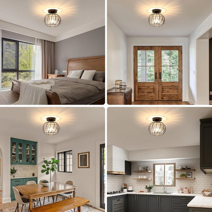 Pendant Light Black Glass Globe Ceiling Fixture