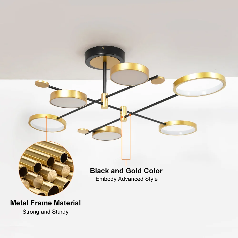 Contemporary LED Ceiling Light for Living Room - Modern Rings Design for Stylish Illumination and Ambience