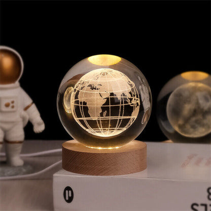 Crystal Ball Light with Wooden Base