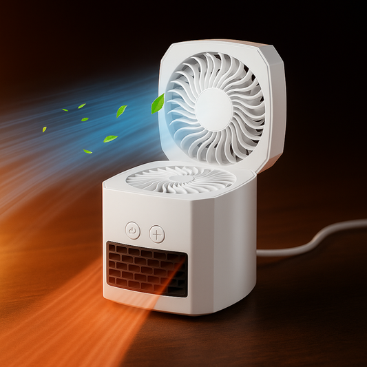 Electric Space Heater Portable Mini Desktop Fan Cooler ABS Square 400W