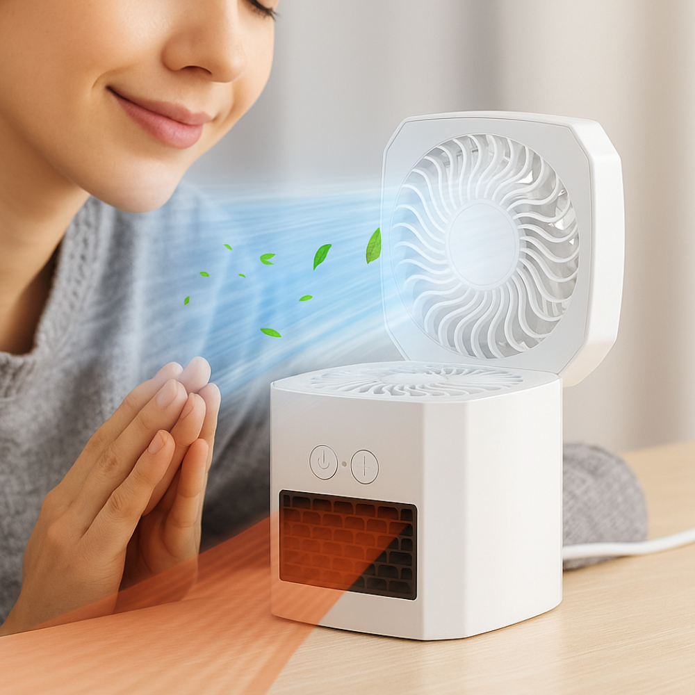 Electric Space Heater Portable Mini Desktop Fan Cooler ABS Square 400W