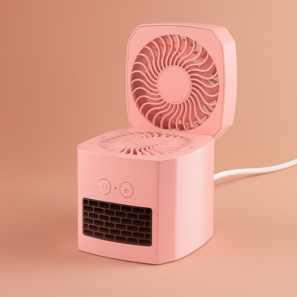 Electric Space Heater Portable Mini Desktop Fan Cooler ABS Square 400W
