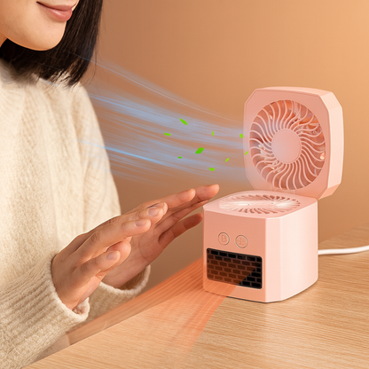 Electric Space Heater Portable Mini Desktop Fan Cooler ABS Square 400W