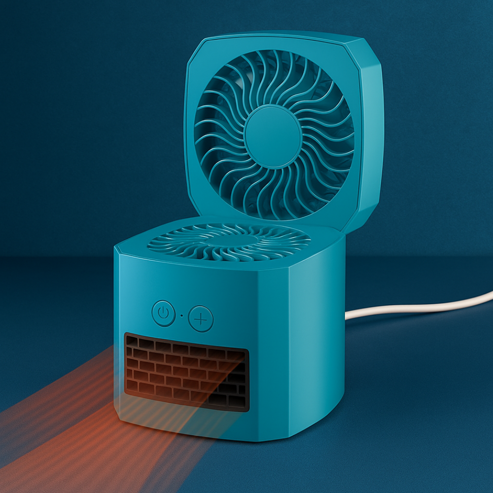 Electric Space Heater Portable Mini Desktop Fan Cooler ABS Square 400W