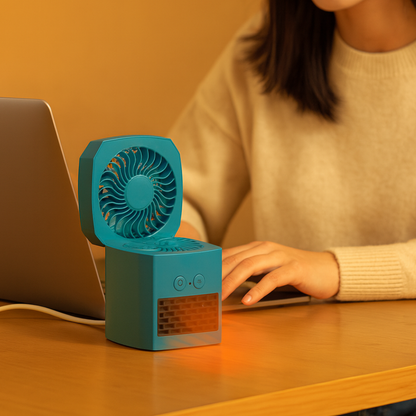 Electric Space Heater Portable Mini Desktop Fan Cooler ABS Square 400W
