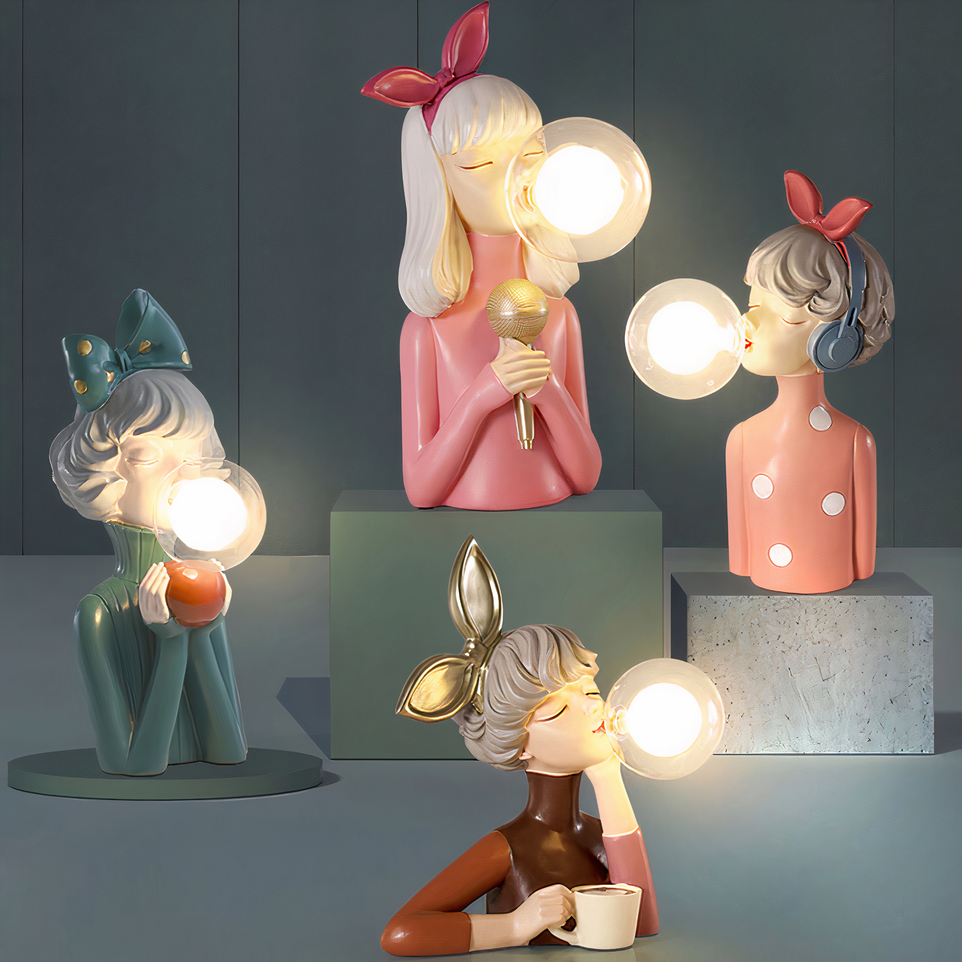 Table Lamp Resin Decorative Modern Girl Design