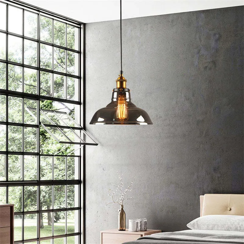 Nordic Style Clear Glass Bedside Pendant Light - Elegant Hanging Lamp for Bedroom Lighting and Home Decor