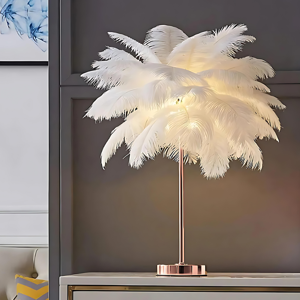 Feather Table Lamp Modern LED Decorative Ambient Light