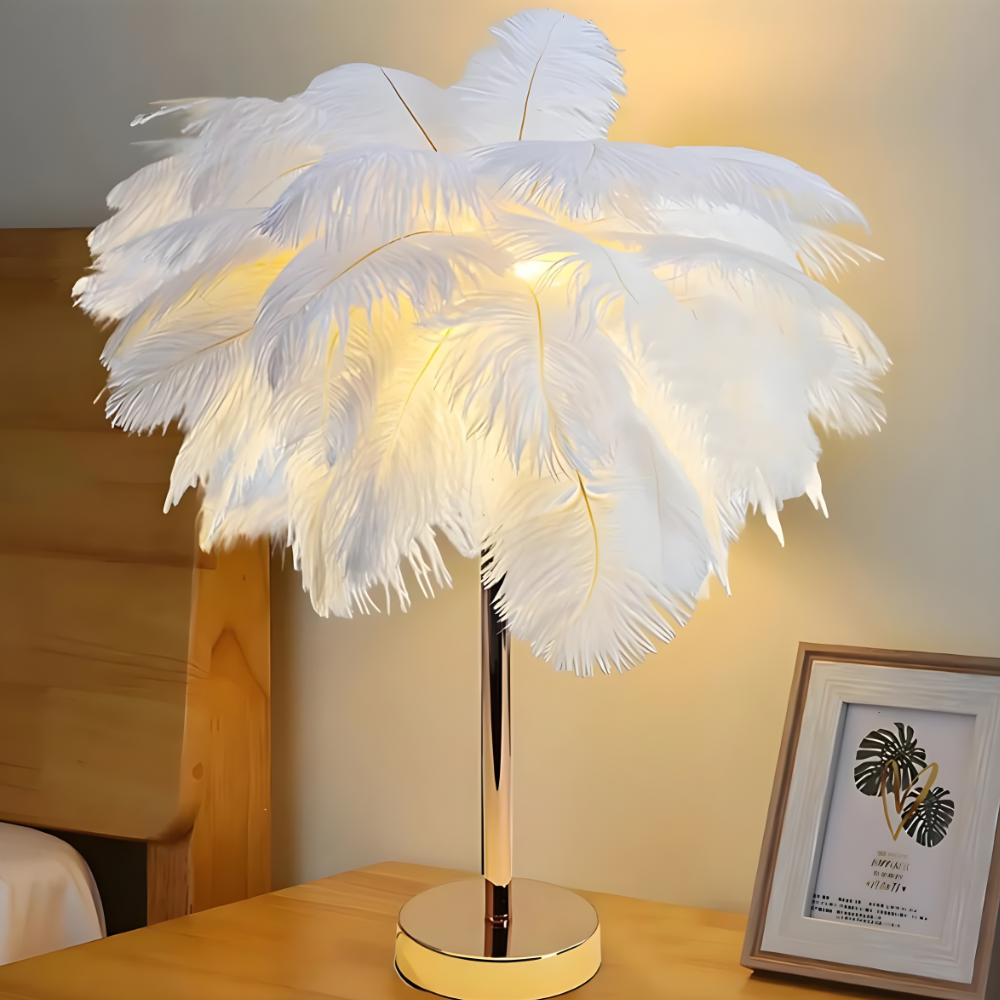 Feather Table Lamp Modern LED Decorative Ambient Light