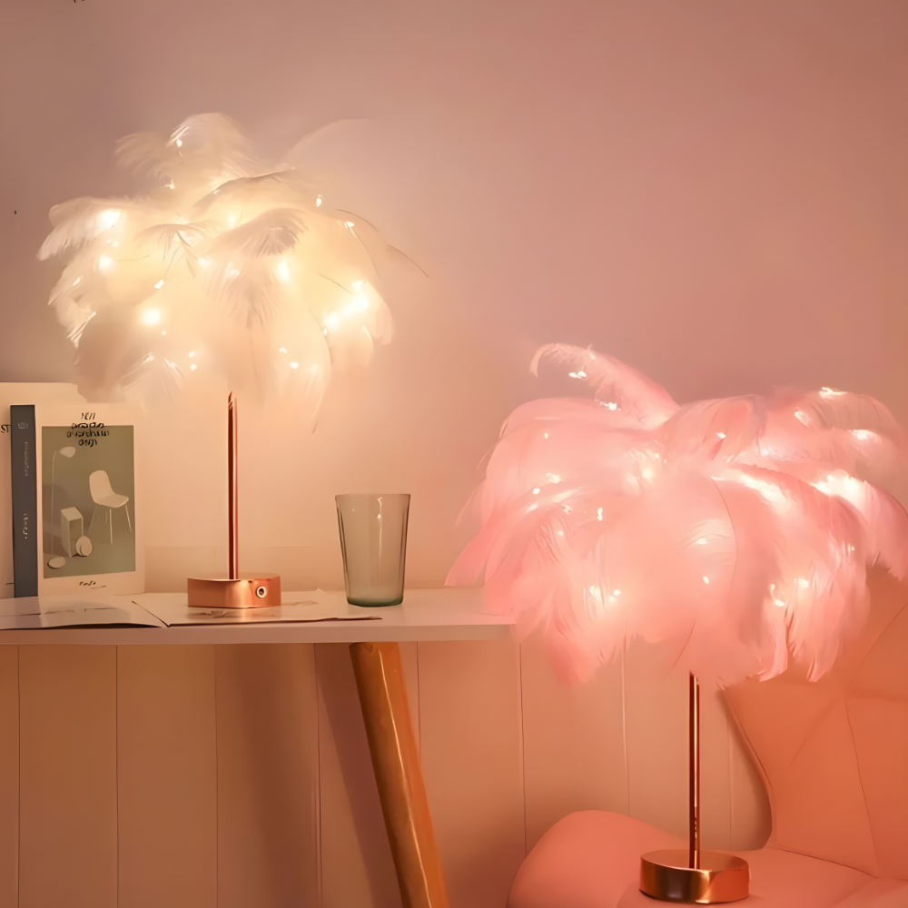 Feather Table Lamp Modern LED Decorative Ambient Light