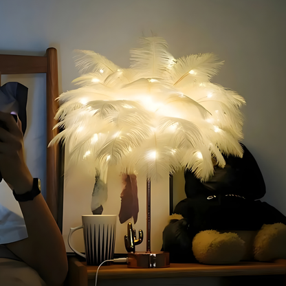 Feather Table Lamp Modern LED Decorative Ambient Light