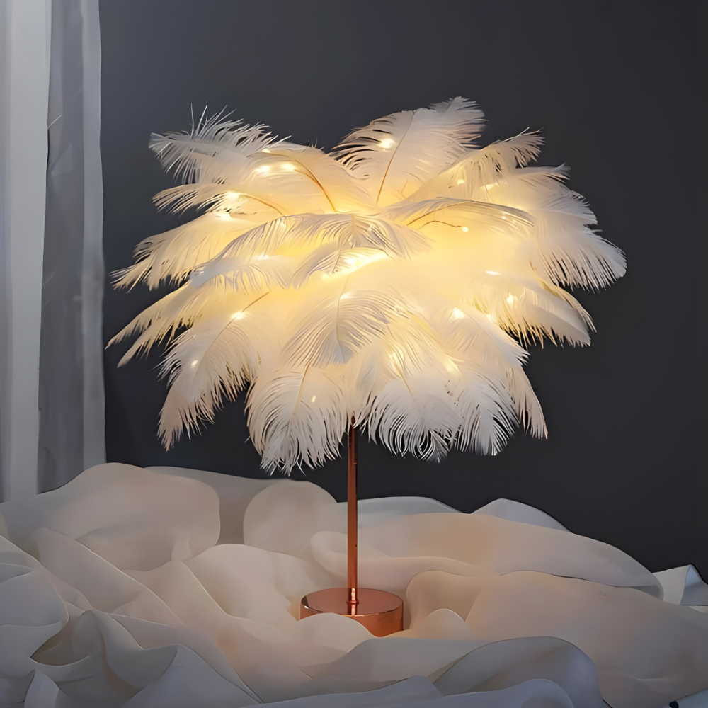 Feather Table Lamp Modern LED Decorative Ambient Light