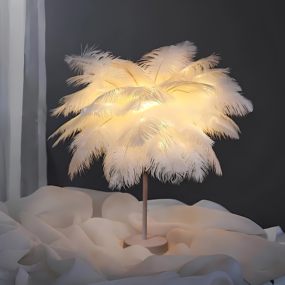 Feather Table Lamp Modern LED Decorative Ambient Light