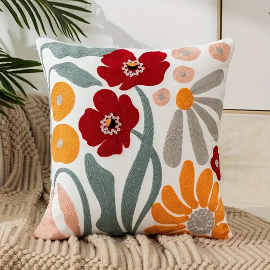 Vibrant Floral Decorative Throw Cushion - Image 1