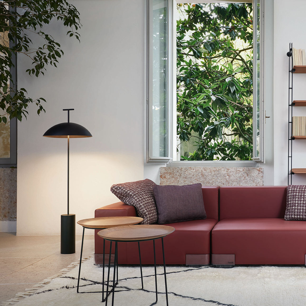 Lampe sur pied moderne en bois avec abat-jour en tissu