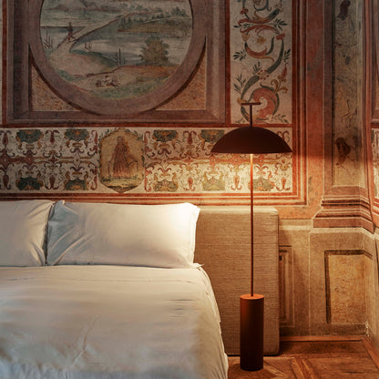 Lampe sur pied moderne en bois avec abat-jour en tissu