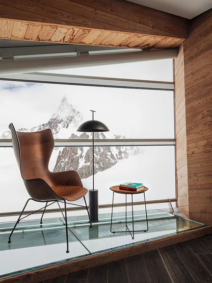 Lampe sur pied moderne en bois avec abat-jour en tissu