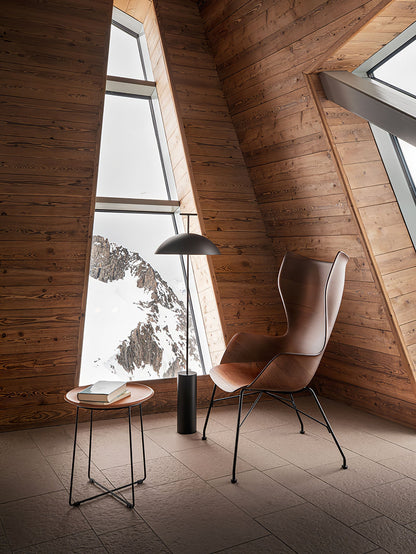 Lampe sur pied moderne en bois avec abat-jour en tissu