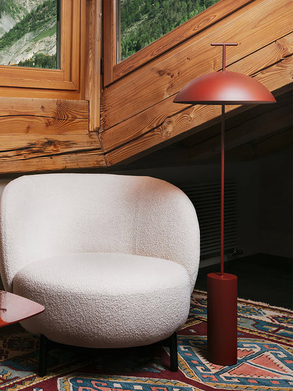 Lampe sur pied moderne en bois avec abat-jour en tissu