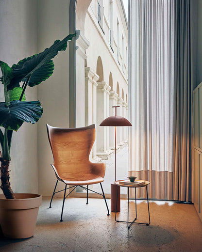 Lampe sur pied moderne en bois avec abat-jour en tissu