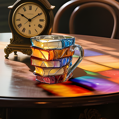 Glas Kaffeetasse Buchstapel Design Handgefertigte Bunte Tasse