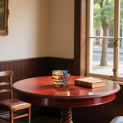 Glas Kaffeetasse Buchstapel Design Handgefertigte Bunte Tasse