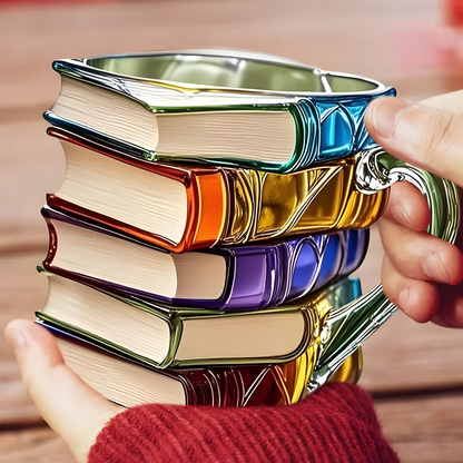 Glas Kaffeetasse Buchstapel Design Handgefertigte Bunte Tasse