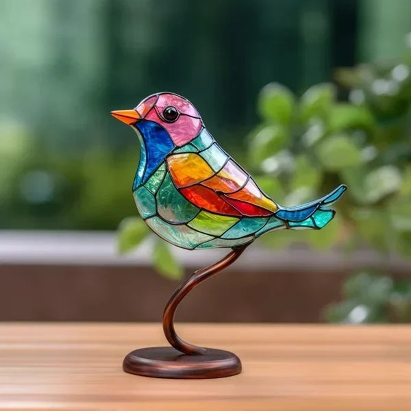 Scultura ornamentale di uccello in vetro colorato