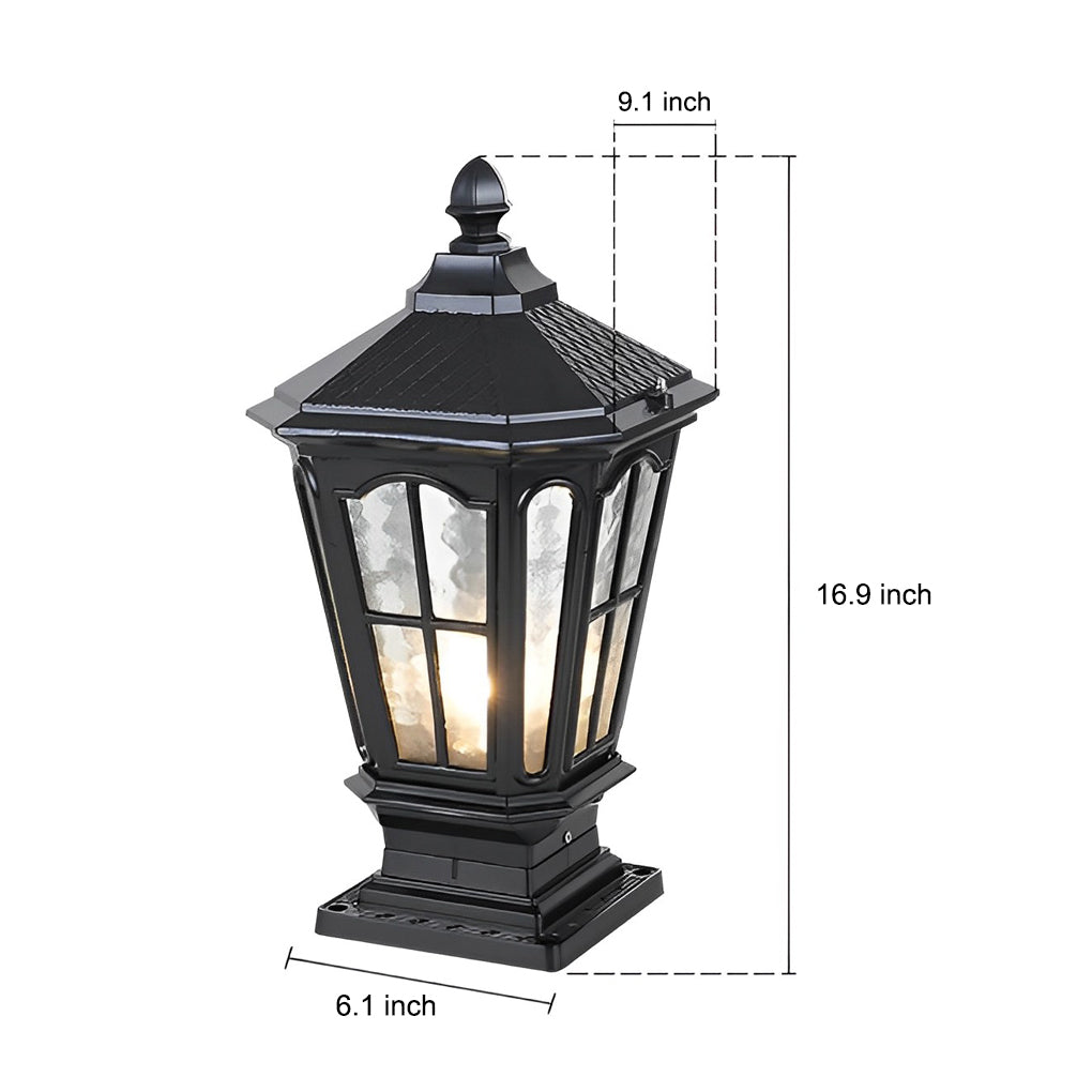 Farola solar LED negra para jardín al aire libre